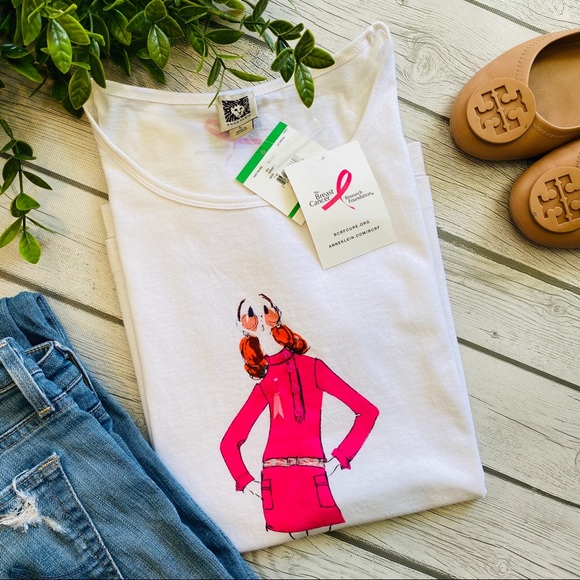 Anne Klein Breast Cancer Short Sleeve Tee Shirt - Picture 1 of 6